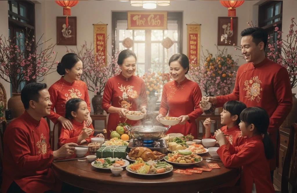 Trở về quây quần bên mâm cơm gia đình ngày Tết là điều ai cũng ao ước