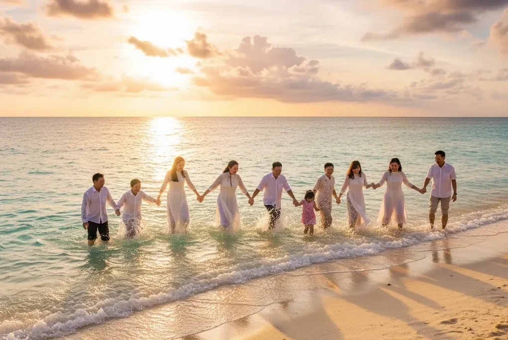 Cả nhà có những phút giây thư giãn, đoàn tụ bên nhau sau một năm xa cách