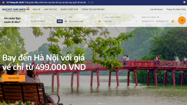 Website check in online của Pacific Airlines
