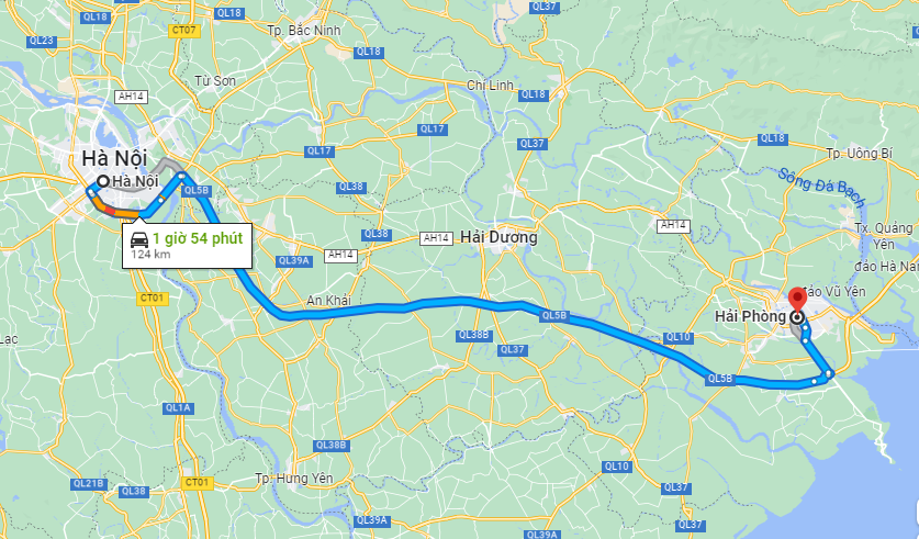 Từ Hà Nội đến Hải Phòng bao nhiêu km?