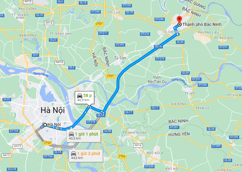 Từ Hà Nội đến Bắc Ninh bao nhiêu km