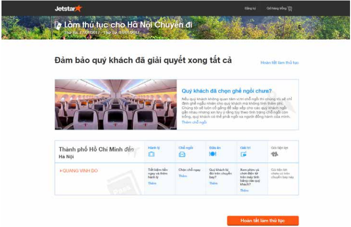 Check-in trực tuyến Jetstar