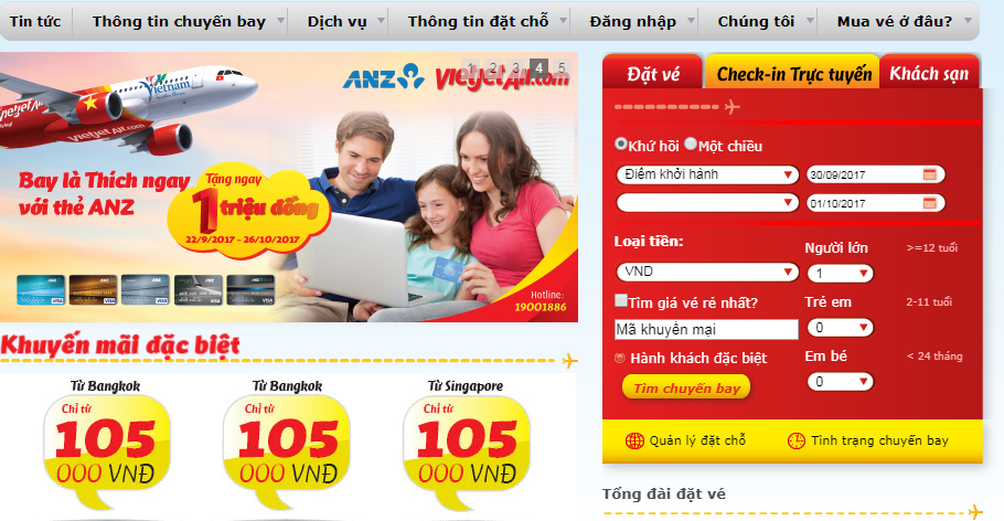 Check-in trực tuyến Vietjet Air