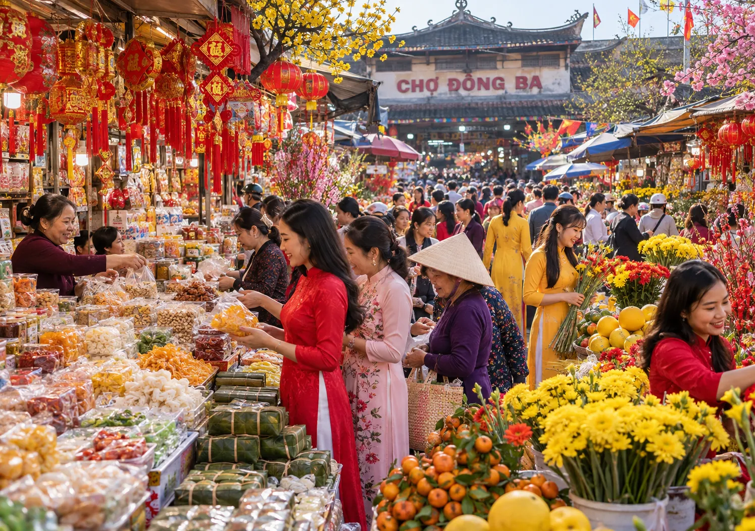 Chợ Đông Ba tràn ngập sắc màu không khí Tết