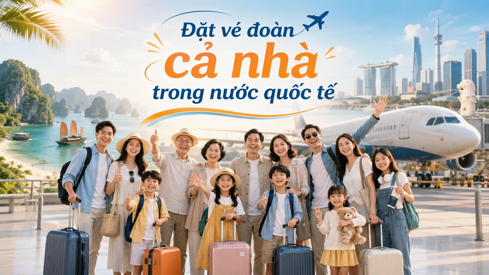 Đặt vé đoàn cho cả nhà trong nước quốc tế giá rẻ