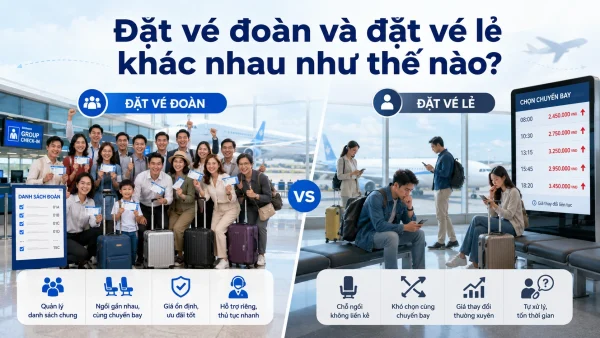 Đặt vé đoàn khác vé lẻ như thế nào