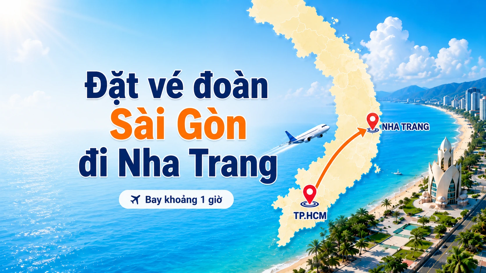 Đặt vé máy bay đoàn Sài Gòn Nha Trang giá tốt