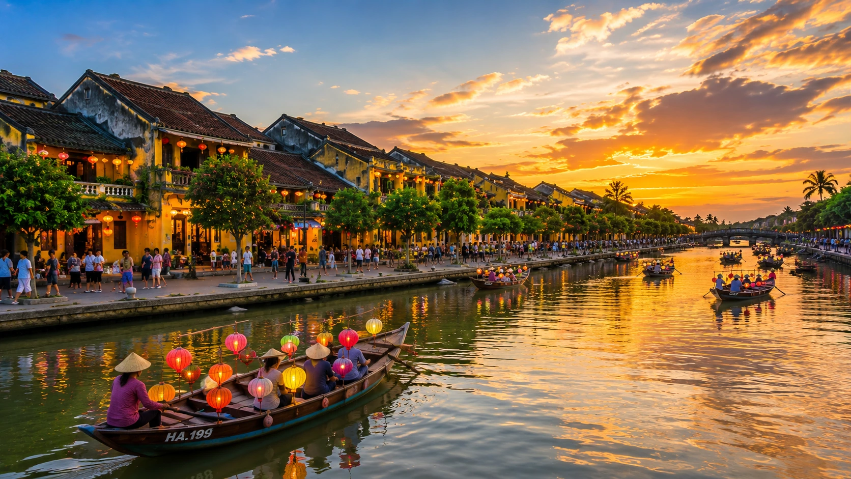 Cảnh đẹp Hội An khi hoàng hôn xuống
