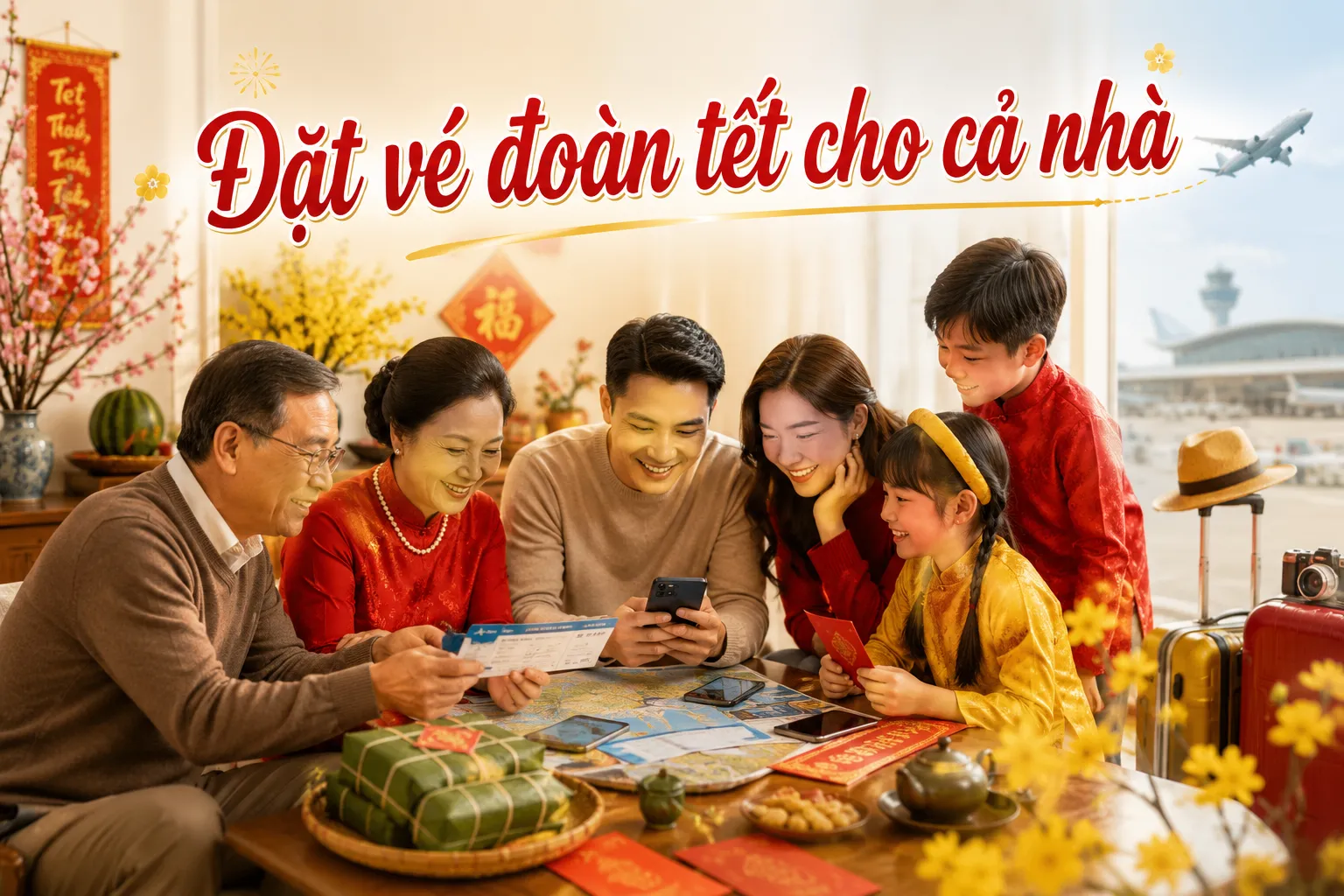 Đặt vé máy bay Tết gấp cho cả nhà, kiểm tra chuyến còn chỗ