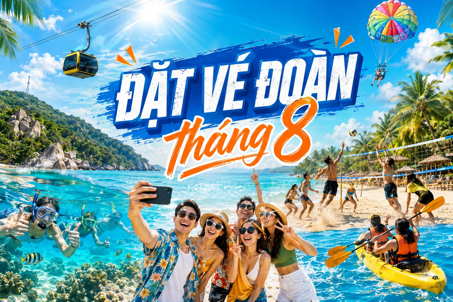Vé máy bay đoàn tháng 8 cho team building công ty